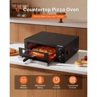 VEVOR elektrischer Pizzaofen, 30 cm Tischpizzaofen 25-300 °C, 1450 W, Pizzaofen mit Zeit- und Temperaturregelung & zwei Heizrohren, Grillrost, für Küche und Gastronomie VEVOR elektrischer Pizzaofen, 30 cm Tischpizzaofen 25-300 °C, 1450 W, Pizzaofen mit Zeit- und Temperaturregelung & zwei Heizrohren, Grillrost, für Küche und Gastronomie