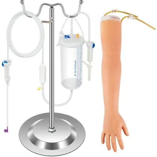 VEVOR Phlebotomie-Kit, IV Übungsarm 12 Stk. Phlebotomie-Arm-Praxis-Kit 40-70 cm Standhöhe, Trainingsarm für Intravenöse Injektion Inkl. IV-Ständer, Blutlanzette, Schlauch-/Venenanschluss, Aderpresse – Bild 8