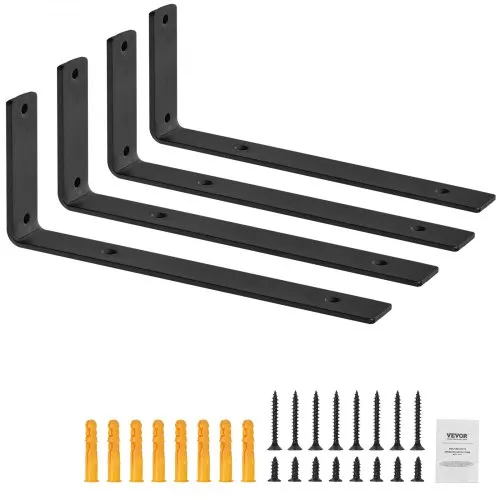 VEVOR Regalhalterung, robuste schwebende Regalträger 256 x 155 mm, 4 Stück Halterungen für Regale, 5 mm dicke mattschwarze L-Regalhalter, Regalhalterungen aus Stahl mit 72,6 kg Tragkraft VEVOR Regalhalterung, robuste schwebende Regalträger 256 x 155 mm, 4 Stück Halterungen für Regale, 5 mm dicke mattschwarze L-Regalhalter, Regalhalterungen aus Stahl mit 72,6 kg Tragkraft