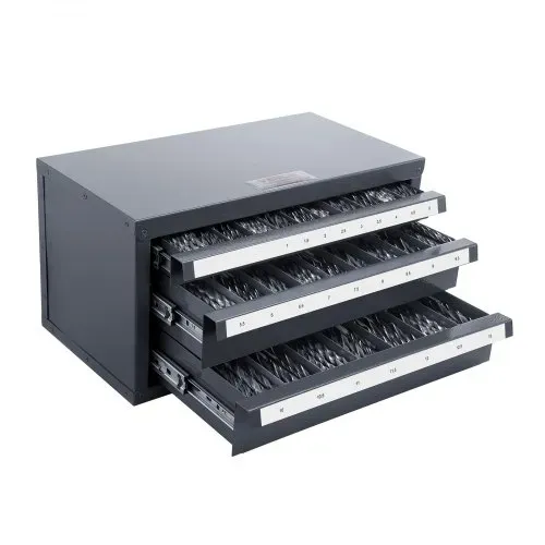 VEVOR Bohrer-Spender-Schrank, Bohrer-Organizer mit drei Schubladen für 1 mm bis 13 mm, Bohrer-Spender-Organizer aus Stahl mit Etiketten, Stapelbarer Bohrer-Spender zur Bohrer-Aufbewahrung – Bild 8