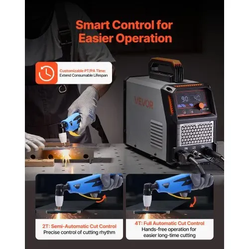 VEVOR Plasmaschneider, 50A Plasmaschneidgerät, Digitalanzeige IGBT Inverter-Schneidemaschine mit 2T/4T-Funktion & einstellbarer PA/PT-Zeit, Ideal für Heimreparaturen, Werkstätten – Bild 3
