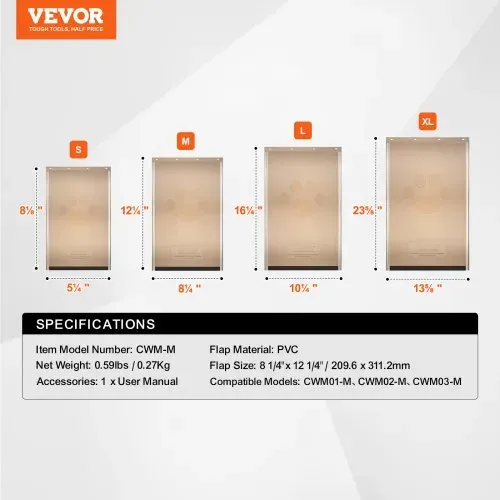 VEVOR Ersatzklappe für Haustiertür, kompatibel mit (VEVOR) Haustiertüren, 209,6 x 311,2 mm, langlebigere wetterbeständige verdickte PVC-Ersatzklappe für Hundetür mit langem Magnetstreifen (M) – Bild 6