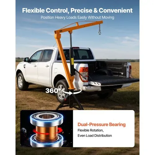 VEVOR Pickup Kran mit Anhängerkupplung, 453,6kg Belastbarer Ladekran Inkl. 8t Hydraulikpumpe, Manueller Hebekran mit 360° Drehkranz, Hebezeug aus Kohlenstoffstahl für Bauindustrie Forstwirtschaft – Bild 5