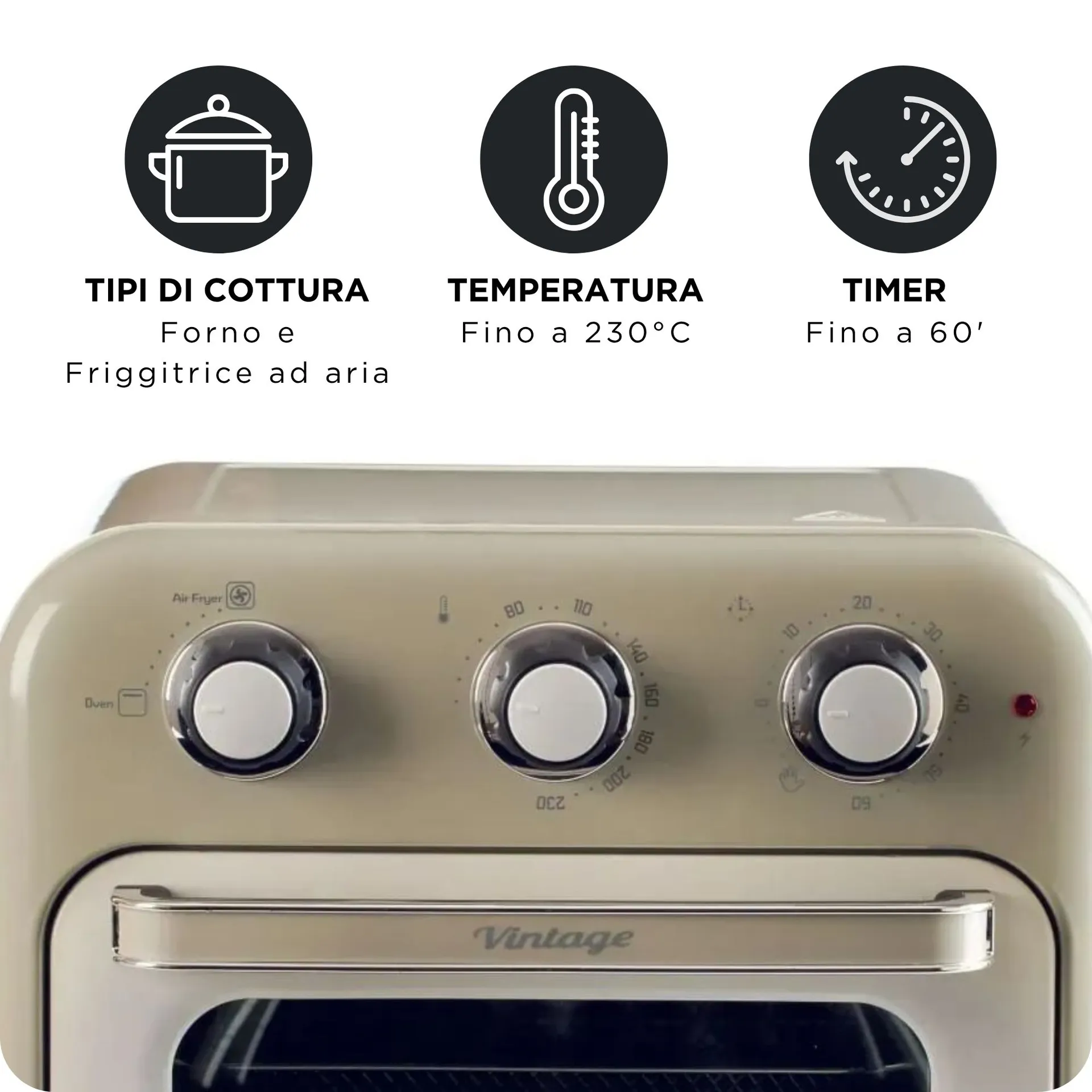 Ariete 4632/03 Einzelbild 16 l Freistehend 1400 W Heißluftfritteuse Beige – Bild 6