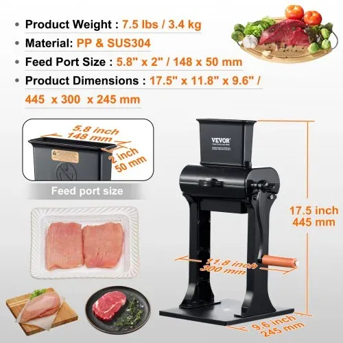 VEVOR Fleischzartmacher Maschine 445x300x245mm Fleisch Tenderizer Fleischklopfer Klingen aus 420 rostfreiem Stahl Steakklopfer für Hähnchen Rind Schwein Steak Küche Zuhause Restaurant Kochzubehör – Bild 6