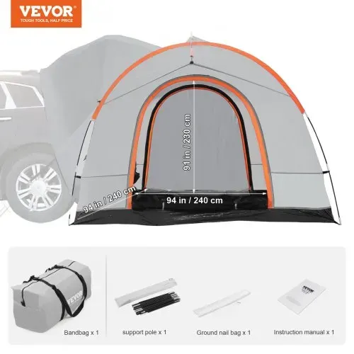 VEVOR Dachzelt Busvorzelt 240 x 240 x 230 cm, Auto Zelt Heckklappe Inkl. Doppelschichtzelt PU2000 mm Dachzelt Autodachzelt Wasserdicht, Geeignet für Camping, Adventure, Risen, Picknick usw. – Bild 6