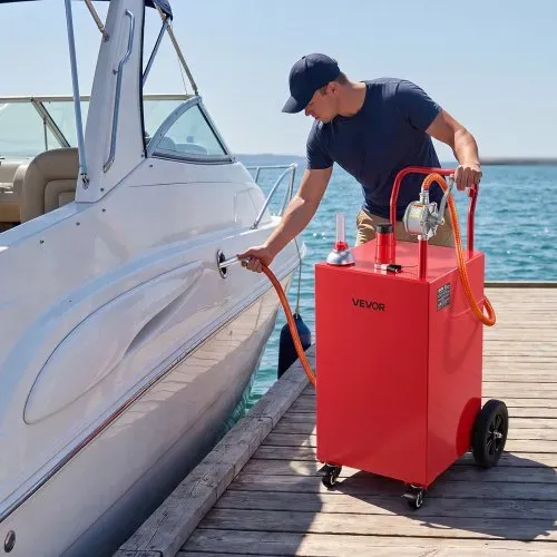 VEVOR 151,4L Kraftstofftrolley Mobile Tankanlage mit Manueller Pumpe Rot, Tragbarer Kraftstoffbehälter Auto Boot ATV Motorrad, Mit 4 Rollen & Ölstandsanzeige, Für Benzin & Diesel, Kohlenstoffstahl – Bild 7