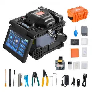 VEVOR Glasfaser-Spleißgerät mit 6 Motoren, Kernausrichtung, 6 s Spleißen & 13 s Aufheizen, Glasfaser-Spleißgerät mit 5-Zoll-LCD-Bildschirm, 3-in-1-Faserhalter, 7800 mAh Akku für SM MM DS NZDS-Faser VEVOR Glasfaser-Spleißgerät mit 6 Motoren, Kernausrichtung, 6 s Spleißen & 13 s Aufheizen, Glasfaser-Spleißgerät mit 5-Zoll-LCD-Bildschirm, 3-in-1-Faserhalter, 7800 mAh Akku für SM MM DS NZDS-Faser