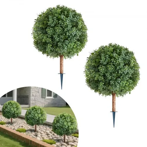 VEVOR Künstliche Formschnitt Buchsbaumkugel mit Erdspieß, 2er-Set 686 mm Kunstpflanzen, Dekopflanze, für Dekoration, Veranda, Außen- & Innenbereich, Terrasse, Garten, Balkon, Hinterhof VEVOR Künstliche Formschnitt Buchsbaumkugel mit Erdspieß, 2er-Set 686 mm Kunstpflanzen, Dekopflanze, für Dekoration, Veranda, Außen- & Innenbereich, Terrasse, Garten, Balkon, Hinterhof