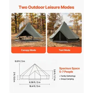 VEVOR Canvas-Glockenzelt, 5 m Jurte, 4 Jahreszeiten, mit Ofenrohrdurchführung, bis zu 7 Personen, mit Abnehmbarem Boden (Reißverschluss), ideal für Familien-Camping & Outdoor-Aktivitäten, Grün VEVOR Canvas-Glockenzelt, 5 m Jurte, 4 Jahreszeiten, mit Ofenrohrdurchführung, bis zu 7 Personen, mit Abnehmbarem Boden (Reißverschluss), ideal für Familien-Camping & Outdoor-Aktivitäten, Grün