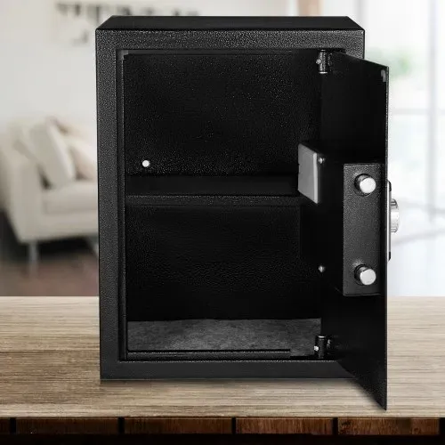 VEVOR Tresor 60 L, Möbeltresor 17kg Belastbarkeit, Wandtresor Schwarz staubdicht mit Fingerabdruck Code Digital-Tastenfeld Schlüssel 4 Schlosssystemen Sicherheitstresor Wohnung Hotel Büro – Bild 7