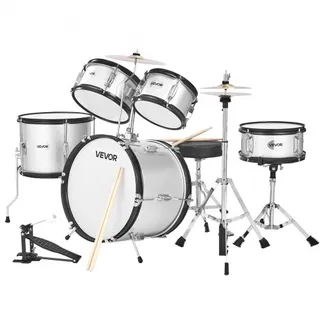 VEVOR Schlagzeug Set, 5-teilig, inkl. 40,6 cm Basstrommel, 25,4 cm Snare, 20,3 cm & 25,4 cm Tomtoms, 33 cm Standtom, 25,4 cm Crash-Becken & 20,3 cm Hi-Hat, für Kinder von 6–13 Jahren Silber VEVOR Schlagzeug Set, 5-teilig, inkl. 40,6 cm Basstrommel, 25,4 cm Snare, 20,3 cm & 25,4 cm Tomtoms, 33 cm Standtom, 25,4 cm Crash-Becken & 20,3 cm Hi-Hat, für Kinder von 6–13 Jahren Silber