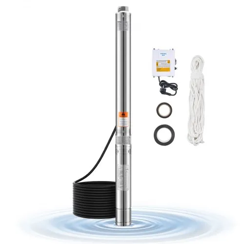 VEVOR Tiefbrunnenpumpe, 910 W Eingangsleistung, 100 L/min Durchfluss, 53 m Förderhöhe, mit 20 m Kabel, externer Steuerkasten, Edelstahl-Wasserpumpe, für industrielle Bewässerung und Heimgebrauch, IP68 VEVOR Tiefbrunnenpumpe, 910 W Eingangsleistung, 100 L/min Durchfluss, 53 m Förderhöhe, mit 20 m Kabel, externer Steuerkasten, Edelstahl-Wasserpumpe, für industrielle Bewässerung und Heimgebrauch, IP68
