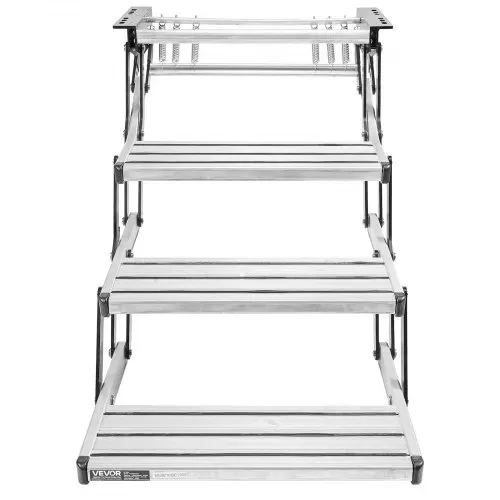 VEVOR Einziehbare Wohnmobiltreppe (3 Stufen), Wohnmobiltrittstufen mit 199,58 kg Tragkraft, Teleskopisch Klappbare Einstiegstreppe aus Aluminiumlegierung, Rutschfester Stahlrahmen für Wohnwagen – Bild 10