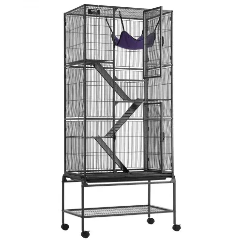 VEVOR 69" rollender Frettchenkäfig aus Metall, großer 4-stöckiger Critter Nation-Käfig, Kleintierkäfig mit Rampen und Tablett, einfach aufzubauen für Hausratten, Hamster, Meerschweinchen, Chinchillas, Eichhörnchen, Igel, Hasen – Bild 10