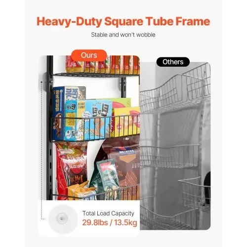 VEVOR Vorratsschrank Speisekammer-Organizer Aufbewahrung über der Tür, 9-stufige Gewürzregale zum Aufhängen aus Stahl, verstellbare Lagerregale für die Wand, für Zuhause Küche Badezimmer, schwarz – Bild 3