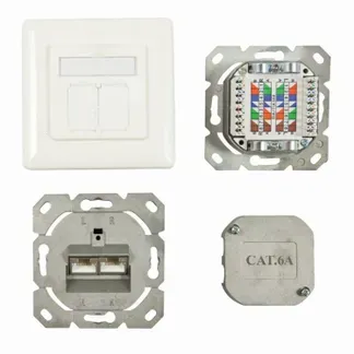 Dosen TP, UP, 2-fach, CAT6A, 500Mhz, Reinweiss, LSA, Synergy 21, senkrechter hinterer Kabeleingang Dosen TP, UP, 2-fach, CAT6A, 500Mhz, Reinweiss, LSA, Synergy 21, senkrechter hinterer Kabeleingang