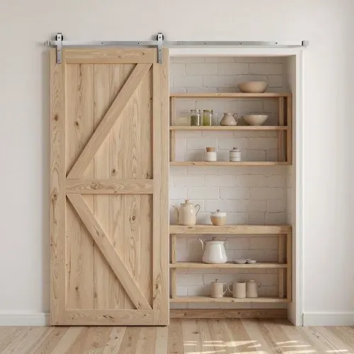 VEVOR Schiebetürsystem 2,44 m, Schiebetürbeschlag, Tragkraft 150 kg, kompatibel mit 107 bis 122 cm Breite & 34,92 bis 44,45 mm Dicke, langlebige Schiene & J-förmige Rolle – Bild 7