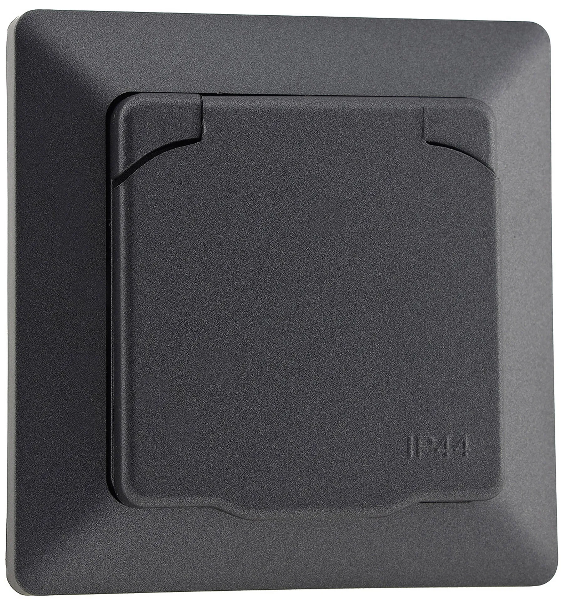 MILOS Schutzkontakt-Steckdose IP44 250V~/ 16A, inkl. Rahmen, UP, Anthrazit MILOS Schutzkontakt-Steckdose IP44 250V~/ 16A, inkl. Rahmen, UP, Anthrazit
