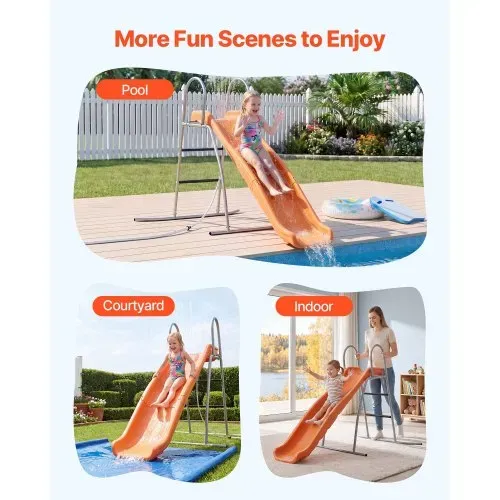 VEVOR Wasserrutsche Freistehend 165 cm Gartenrutsche für Kinder, Poolrutsche mit Integriertem, Verstellbarem Sprinkler, Kletterleiter und Bodenschutzmatte, Kinderrutsche aus Metall und Kunststoff – Bild 5
