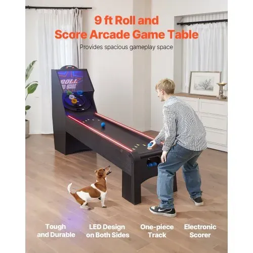 VEVOR 9 Fuß Roll und Score klassischer Arcade-Spieltisch, Indoor-Spielset mit elektronischer LED-Punkteanzeige, automatischer Ballrückgabe für Hausparty vier Bälle enthalten VEVOR 9 Fuß Roll und Score klassischer Arcade-Spieltisch, Indoor-Spielset mit elektronischer LED-Punkteanzeige, automatischer Ballrückgabe für Hausparty vier Bälle enthalten