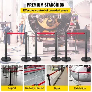 VEVOR Personenleitsystem 6 Ständer, 90 cm Gesamthöhe Absperrung mit Vierwegadapter, Abgrenzungsständer, Absperrständer mit 2 M Länge Gürtel für Airport Flughafen, Ständer aus Stahl Eisen, Schwarz VEVOR Personenleitsystem 6 Ständer, 90 cm Gesamthöhe Absperrung mit Vierwegadapter, Abgrenzungsständer, Absperrständer mit 2 M Länge Gürtel für Airport Flughafen, Ständer aus Stahl Eisen, Schwarz
