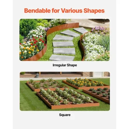 VEVOR Rasenkante, 6er Pack 1016x203,2 mm, Gartenpalisade, Beeteinfassung, Metall-Landschaftseinfassung, biegbare Garteneinfassung, Haifischstachel, Raseneinfassung für Blumenbeete, Hofwegteiler – Bild 3