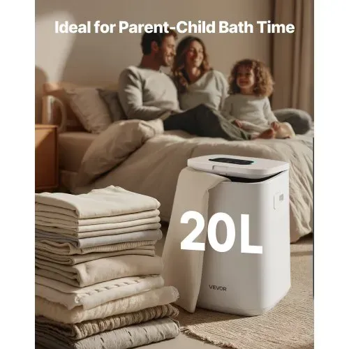 VEVOR Handtuchwärmer Eimer Wärmegerät 20 L mit LED-Anzeige & Einstellung (Timer & Temperatur) & Sicherheitsschloss & 4 Haken, Towel Warmer für Spa Zuhause Badezimmer Waschküche Weiß – Bild 4