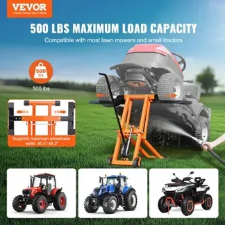 VEVOR Rasenmäherlift mit hydraulischem Wagenheber, 225 kg Tragkraft, Rasenmäherlift aus massivem Karbonstahl, verstellbarer beweglicher Rasenheber für Aufsitztraktoren und Zero-Turn-Rasenmäher VEVOR Rasenmäherlift mit hydraulischem Wagenheber, 225 kg Tragkraft, Rasenmäherlift aus massivem Karbonstahl, verstellbarer beweglicher Rasenheber für Aufsitztraktoren und Zero-Turn-Rasenmäher
