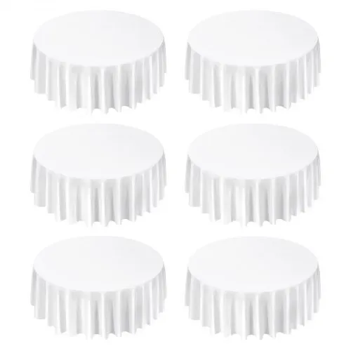 VEVOR 6 Stk. runde Tischdecken Tischwäsche 3048 mm, knitterfreier Tischdeckenschutz, maschinenwaschbares Tischtuch aus Polyestergewebe für Partys Hochzeiten Bankette formelle Veranstaltungen, Weiß – Bild 9