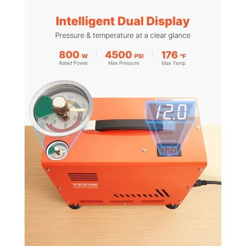 VEVOR PCP-Luftkompressor, 800 W Doppelzylinder-PCP-Luftgewehrkompressor 310 bar/30 MPa mit eingebautem Lüfterkühlsystem, Auto-Stopp | Ölfreier Paintball-Tankkompressor für Luftgewehr, Tauchflasche – Bild 3