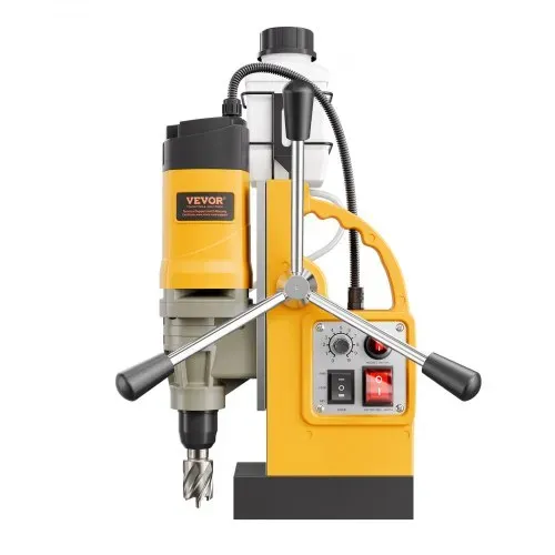 VEVOR Magnetbohrmaschine Kernbohrmaschine 1400 W φ50 mm, 12800 N tragbare elektrische Magnetbohrmaschine mit 6 Kernbohrern, 650 U/min Bohrmaschine für Metalloberflächen Industrie Heimwerker Gelb – Bild 9