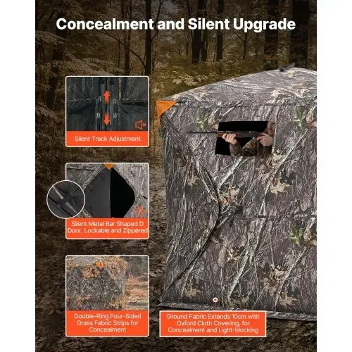 VEVOR Jagdzelt Jagdversteck, 2-3 Personen tragbares Tarnzelt, 270° durchsichtiges Bodenversteck, geeignet für die Truthahn- und Hirschjagd, Jagdunterstand mit Tragetasche, 148 x 148 x 170 cm – Bild 2