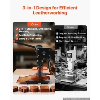 VEVOR Beheizte Lederschneidemaschine 260×120 mm Lederdruckmaschine 1,5 t, zum Lederprägen & Stanzen 12 mm Hub Zwei Führungswellen Digitales Bedienfeld 26 Kupferbuchstabenstempel 50 Heißprägefolien VEVOR Beheizte Lederschneidemaschine 260×120 mm Lederdruckmaschine 1,5 t, zum Lederprägen & Stanzen 12 mm Hub Zwei Führungswellen Digitales Bedienfeld 26 Kupferbuchstabenstempel 50 Heißprägefolien