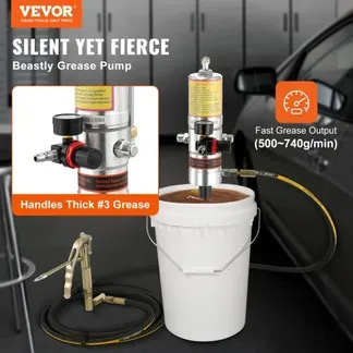 VEVOR Fettpumpe Luftbetriebene Fettpumpe mit 50:1 Druckverhältnis, 3,96 m Hochdruckschlauch und Fettpresse, Pneumatische Fettpumpe, Tragbare Schmierfettpumpe mit um 360° Schwenkbarem Fettpressenkopf VEVOR Fettpumpe Luftbetriebene Fettpumpe mit 50:1 Druckverhältnis, 3,96 m Hochdruckschlauch und Fettpresse, Pneumatische Fettpumpe, Tragbare Schmierfettpumpe mit um 360° Schwenkbarem Fettpressenkopf