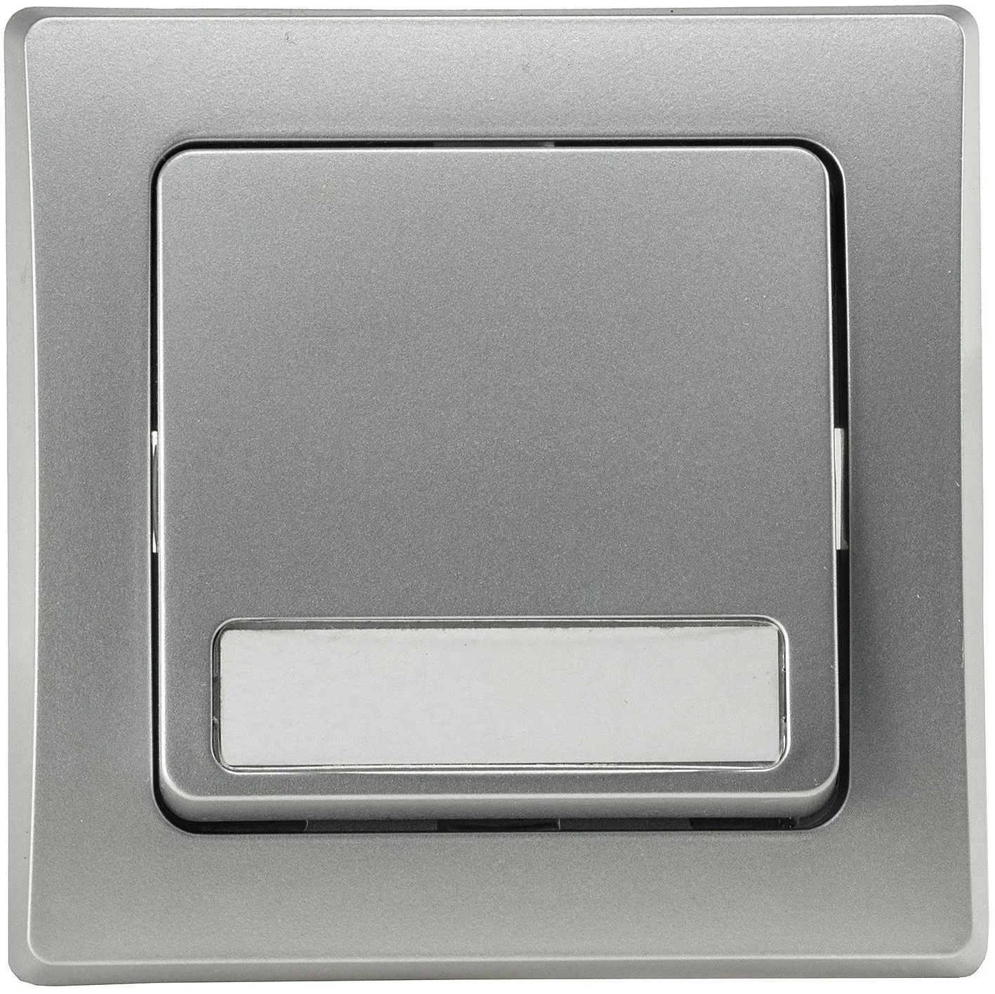 DELPHI Taster mit Namensschild 0-250V~/ 10A, inkl. Rahmen, UP, silber DELPHI Taster mit Namensschild 0-250V~/ 10A, inkl. Rahmen, UP, silber