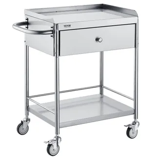 VEVOR Zweistöckiger Laborwagen Gerätewagen Medizintechnik Servierwagen 201 Edelstahl Tragbar Abräumwagen mit Schubladen 100 kg Tragfähigkeit, 710 x 421 x 785 mm (mit Griff) Labor Rollwagen VEVOR Zweistöckiger Laborwagen Gerätewagen Medizintechnik Servierwagen 201 Edelstahl Tragbar Abräumwagen mit Schubladen 100 kg Tragfähigkeit, 710 x 421 x 785 mm (mit Griff) Labor Rollwagen