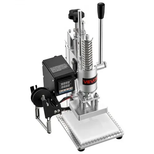 VEVOR Beheizte Lederstanzmaschine 10x10 cm Lederdruckmaschine 160 kg Druck, zum Heißprägen & Stanzen 40 mm Hub Spannfutterfixierung mit Temperaturregler 26 Kupferbuchstabenstempel 50 Heißprägefolien – Bild 10