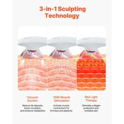 VEVOR Körperformungsgerät 3 in 1 elektrisches Cellulite-Massagegerät mit 3 einstellbaren Funktionsmodi & 60-minütiger kabelloser Nutzung, Schröpfmassage für Rücken, Bauch, Taille, Arme, Beine – Bild 2