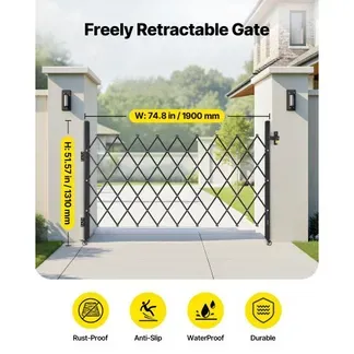 VEVOR Sicherheitstor (Einzel) abschließbares klappbares Scherentor mit 360°-Lenkrollen, einziehbare Stahltore Outdoor, für Eingangssicherheit Garage Lager, Falttor 190 x 131 cm (B x H) Schwarz VEVOR Sicherheitstor (Einzel) abschließbares klappbares Scherentor mit 360°-Lenkrollen, einziehbare Stahltore Outdoor, für Eingangssicherheit Garage Lager, Falttor 190 x 131 cm (B x H) Schwarz
