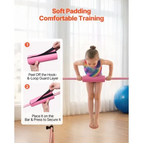 VEVOR Gymnastikstange für Kinder mit 63,5 kg Tragkraft, Klappbares Turnreck mit Turnringen, Höhenverstellbare Turnstange für Indoor- und Outdoor-Training, Heimtrainingsgerät für Kinderturnen, Pink – Bild 4