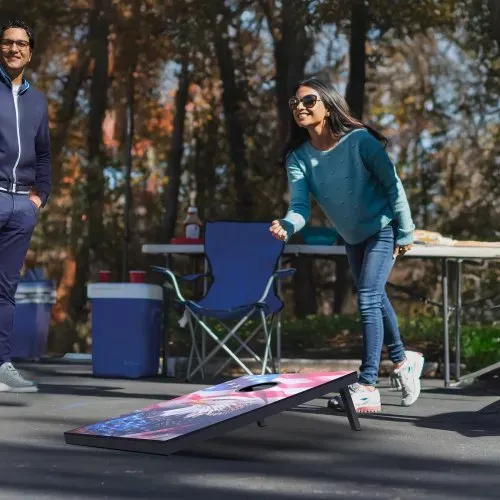 VEVOR Cornhole Spiel Set (920 x 600 x 241 mm) Cornhole-Spielbretter, tragbares Wurfbrett aus MDF-Holz, Cornhole-Spiel für Erwachsene, inkl. 8 Sitzsäcken & Tragetasche, für Garten Hinterhof Strand – Bild 7