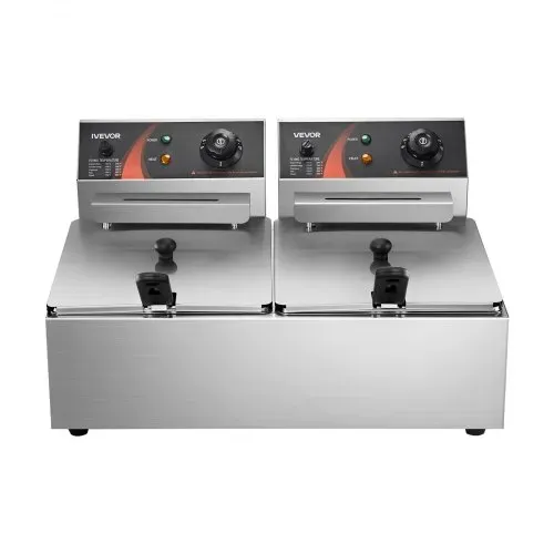 VEVOR wunicorn Fritteuse 295 x 235 x 150 mm Commercial Elektro-Fritteuse Tief, Doppel-Kaltzonen-Fritteuse YB-82 Fritteuse Maschine Silbrig - 6 L + 6 L 5000W 220V für Schnellrestaurants Snackbars 10 kg – Bild 8