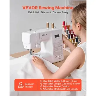 VEVOR Computernähmaschine mit 200 Stichanwendungen & LED-Bildschirm & Pedal & LED-Licht, robuster Metallrahmen, digitale Nähmaschine mit leistungsstarkem Motor zum Basteln und Ausbessern Weiß VEVOR Computernähmaschine mit 200 Stichanwendungen & LED-Bildschirm & Pedal & LED-Licht, robuster Metallrahmen, digitale Nähmaschine mit leistungsstarkem Motor zum Basteln und Ausbessern Weiß