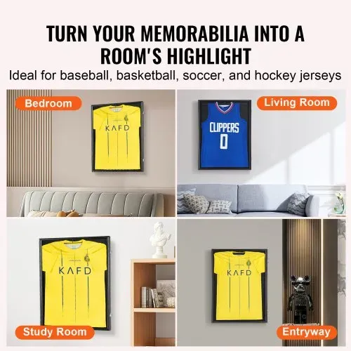 VEVOR 2er-Set Trikot-Vitrine 590 x 790 x 40 mm abschließbare Schattenbox für Sporttrikots mit 98 % UV-Schutz PC-Glas und Kleiderbügeln für Baseball- Basketball- Football- Hockey-Shirts und Uniformen – Bild 5