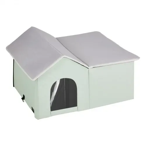 VEVOR Beheiztes Katzenhaus, Katzenunterschlupf für draußen mit einstellbarer Temperatur und Timer, faltbarer Katzenunterschlupf aus 600D Oxford-Gewebe mit beheiztem Kissen für den Winter, um es warm und gemütlich zu haben, grün (groß) – Bild 9