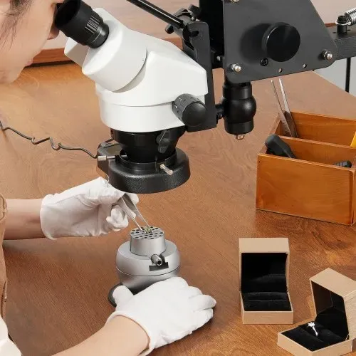 VEVOR Multidirektionales Mikroskop mit Federhalterung, Schmuckmikroskop mit 7- bis 45-facher Vergrößerung, Mikro-Schmuck-Intarsienständer mit integriertem USB-Ring-LED-Licht und 360°-Kugelschraubstock, für Schmuckintarsien – Bild 7