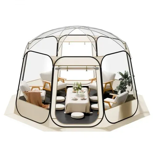 VEVOR Pop-up-Bubble-Zelt, 366 x 345 x 220 cm, transparentes Campingzelt, Garten-Kuppel-Iglu-Zelt mit Fenstern, Sportzelt, 540°-Panoramablick, für 10–12 Personen, Terrasse, Hinterhof – Bild 10