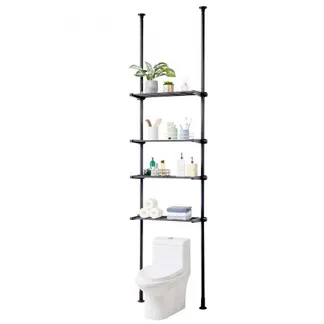 VEVOR Aufbewahrung über der Toilette, 4-stufiger verstellbarer Badezimmer-Organizer über der Toilette, kohlenstoffarmer Stahl, 135–332 cm hohes Lagerregal, einfach zu montierender Wäscheplatzsparer VEVOR Aufbewahrung über der Toilette, 4-stufiger verstellbarer Badezimmer-Organizer über der Toilette, kohlenstoffarmer Stahl, 135–332 cm hohes Lagerregal, einfach zu montierender Wäscheplatzsparer