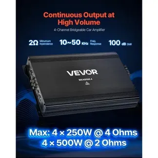 VEVOR Autoverstärker 4-Kanal, Endstufe Klasse AB Überbrückbar, Max. 4 x 250 W an 4 Ohm / 4 x 500 W an 2 Ohm, Hochleistungsverstärker für SUVs Pickups Geländewagen Mehrkanal-Audioverstärker VEVOR Autoverstärker 4-Kanal, Endstufe Klasse AB Überbrückbar, Max. 4 x 250 W an 4 Ohm / 4 x 500 W an 2 Ohm, Hochleistungsverstärker für SUVs Pickups Geländewagen Mehrkanal-Audioverstärker